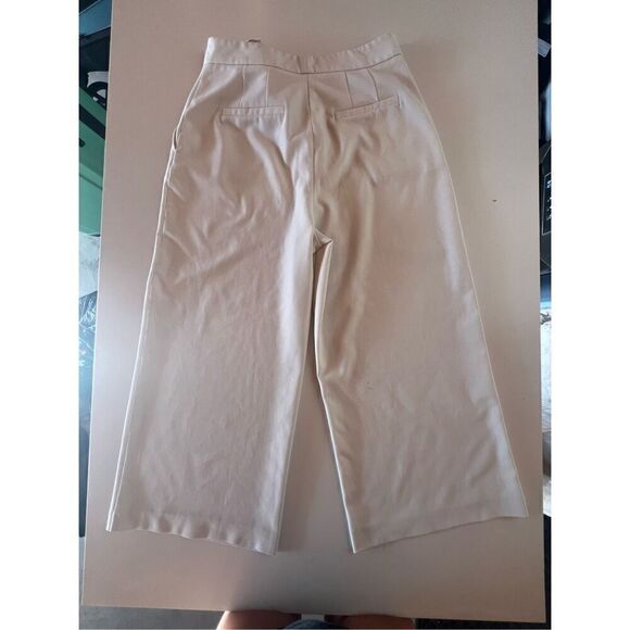 Zara Basic White Wide Leg Crop Pants Womens Size S (A) - Picture 6 of 12